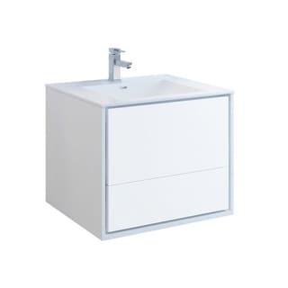 Fresca Catania 30" Glossy White Wall Hung Modern Bathroom Cabinet w/ Integrated Sink