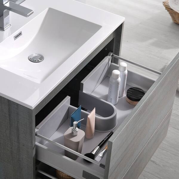 Shop Fresca Catania 30 Ocean Gray Wall Hung Modern Bathroom