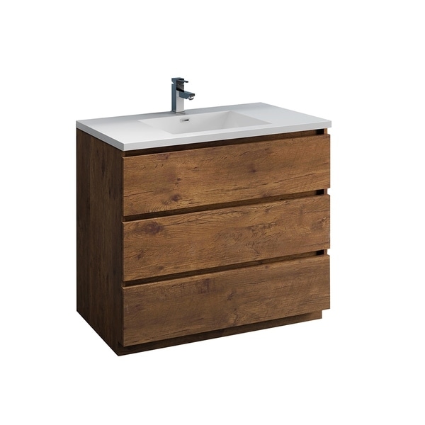 Fresca Lazzaro 42" Rosewood Free Standing Modern Bathroom Cabinet w/ Integrated Sink