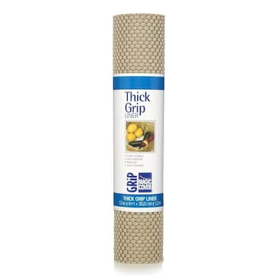 Magic Cover Thick Grip Non-Adhesive Shelf Liner, 12-Inch by 4-Feet, Natural, Pack of 6