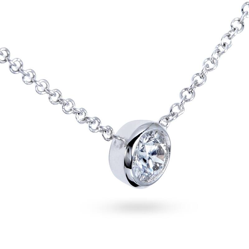 Annello by Kobelli 14k Gold 1/4 Carat Lab Grown Diamond Solitaire Bezel 16" Necklace - Multiple Color Options