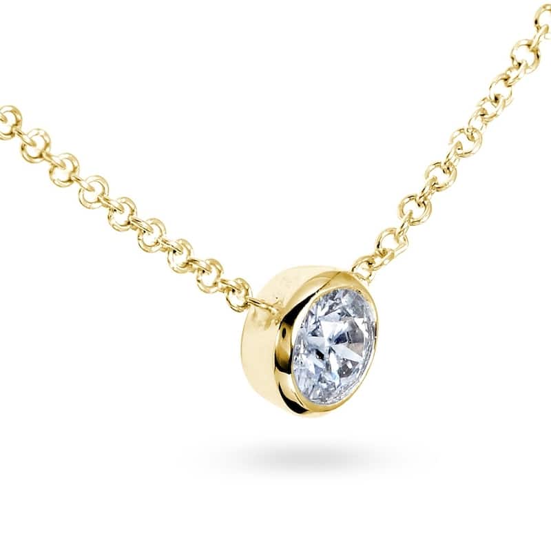 Annello by Kobelli 14k Gold 1/4 Carat Lab Grown Diamond Solitaire Bezel 16" Necklace - Multiple Color Options