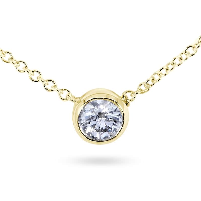 Annello by Kobelli 14k Gold 1/4 Carat Lab Grown Diamond Solitaire Bezel 16" Necklace - Multiple Color Options