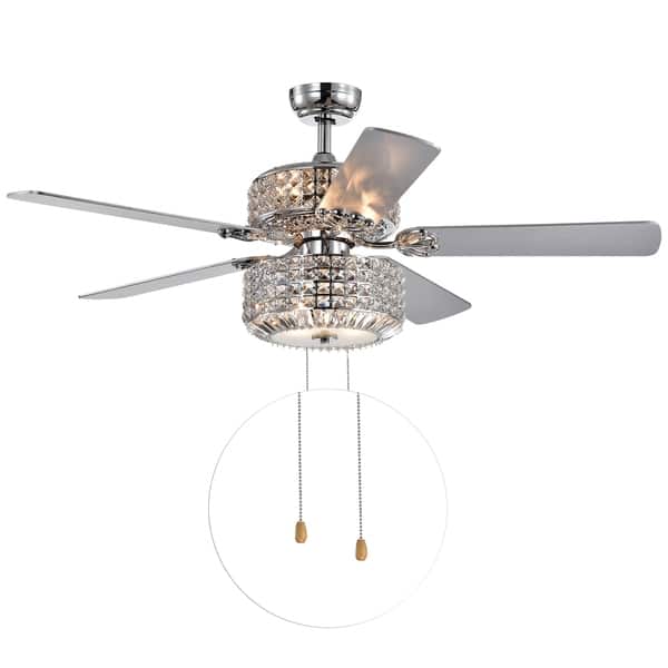 Shop Walter Dual Lamp Chrome 52 Inch Lighted Ceiling Fan W Crystal