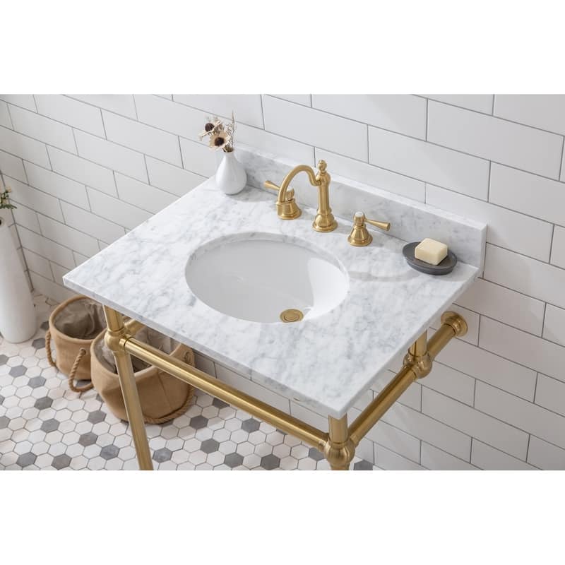 Embassy 30 Inch Wide Single Wash Stand, P-Trap, Counter Top with Basin, and F2-0012 Faucet included