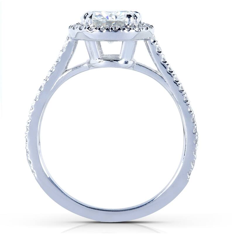 Kobelli 1.5 Carats Moissanite & Natural Diamond Solid 14k Gold Original Round Halo Bridal Set