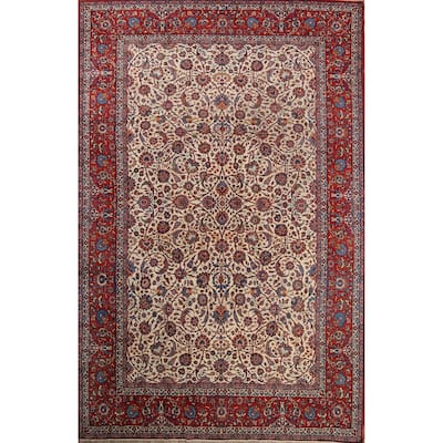 Antique Isfahan Floral Hand Knotted Kork Wool Persian Large Area Rug - 15'7" x 10'1"