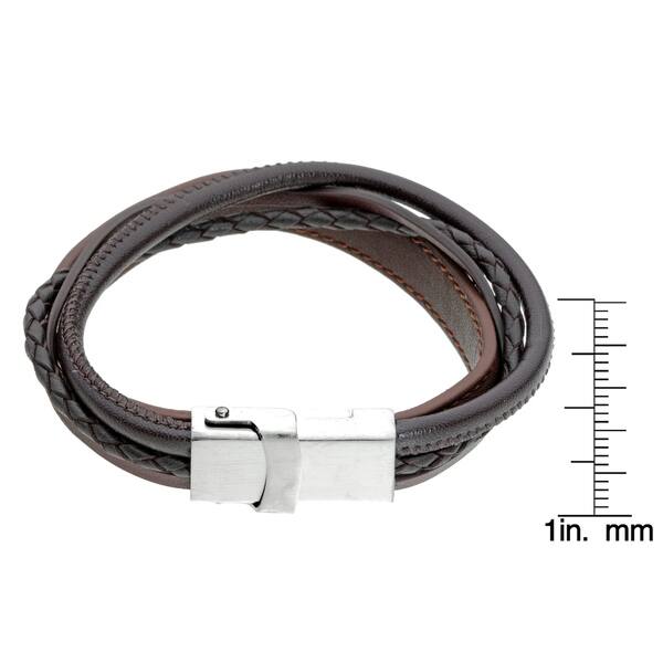 Stainless Steel And Brown Leather Usb Charger Bracelet Brown Leather Usb Charger Bracelet