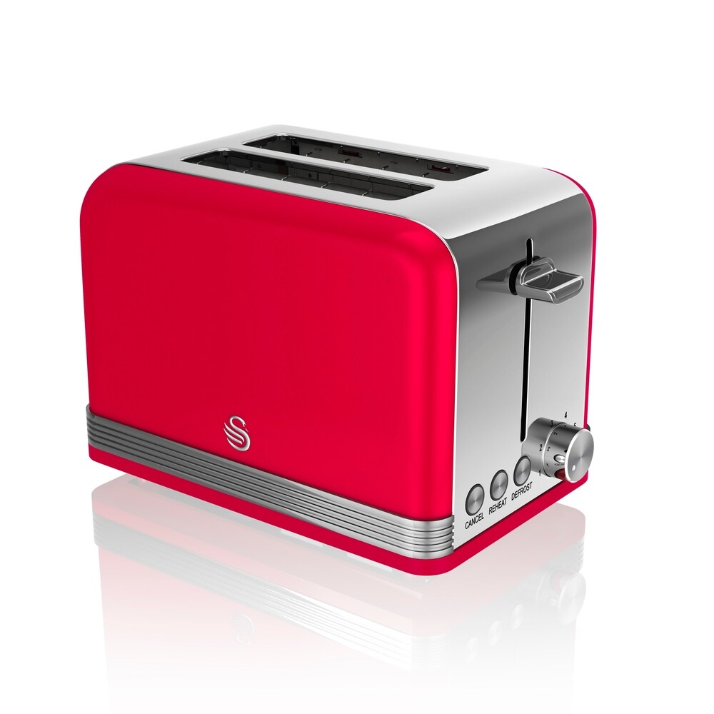 Retro Style 4 Slice Toaster in Black Swan 2 Slice Retro Pink Toaster on OnBuy