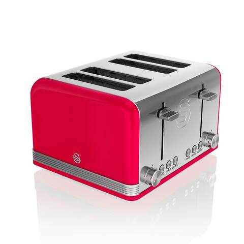 Retro 4 Slice Toaster Red