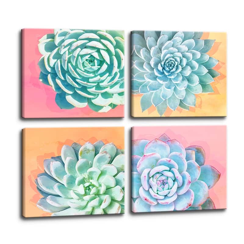 Ready2HangArt 'Awakened' Wrapped Canvas Succulent Wall Art Set
