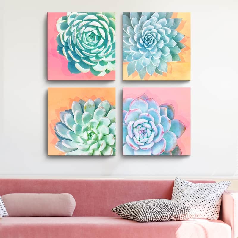 Ready2HangArt 'Awakened' Wrapped Canvas Succulent Wall Art Set - (4) 24" W x 24" H