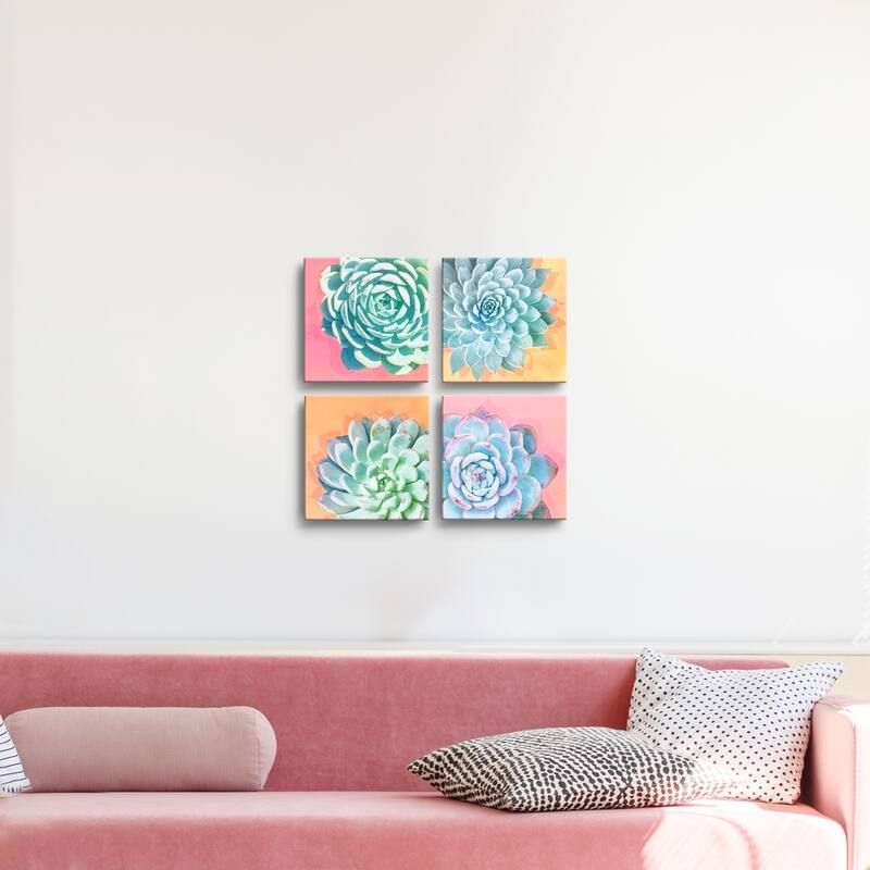 Ready2HangArt 'Awakened' Wrapped Canvas Succulent Wall Art Set - (4) 12" W x 12" H