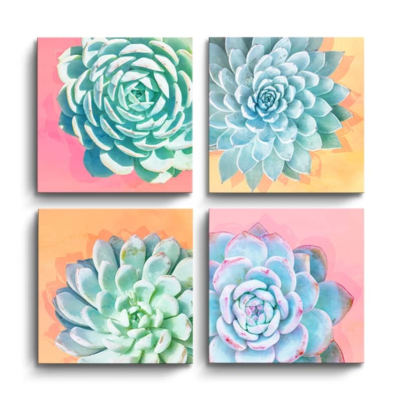 Ready2HangArt 'Awakened' Wrapped Canvas Succulent Wall Art Set