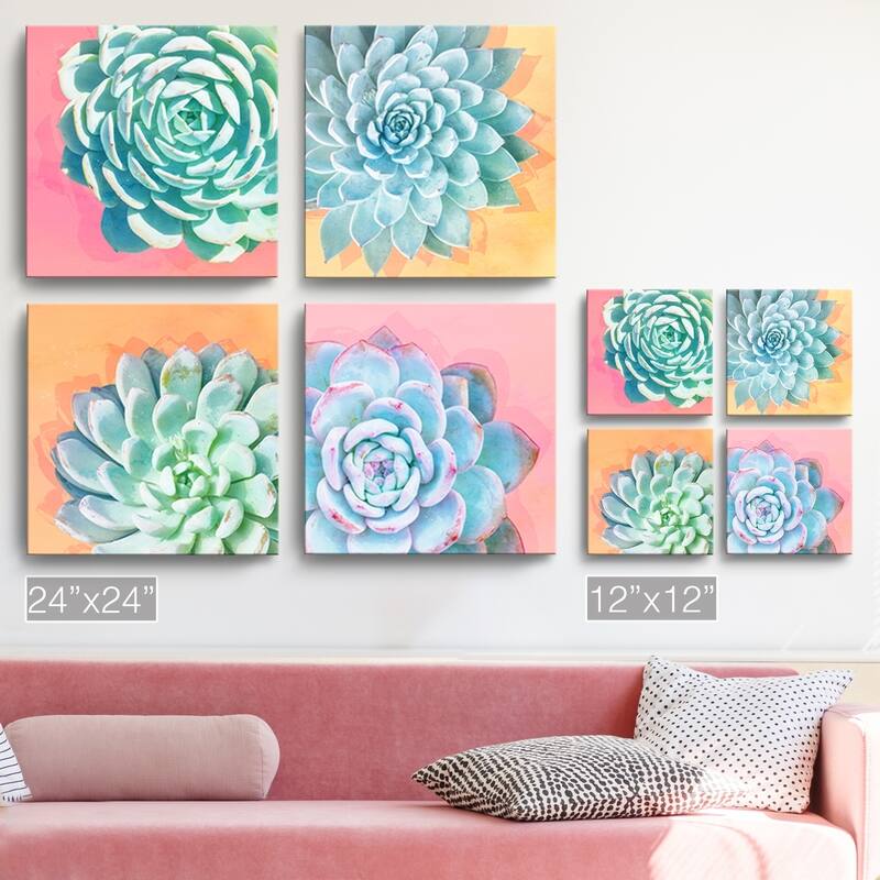 Ready2HangArt 'Awakened' Wrapped Canvas Succulent Wall Art Set