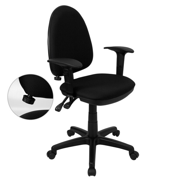 Mid-Back Black Fabric Multifunction Swivel Ergonomic Task Office Chair with Arms