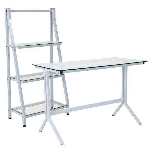 Shop Lancaster Home White Frosted Glass/Metal Desk and Bookshelf On