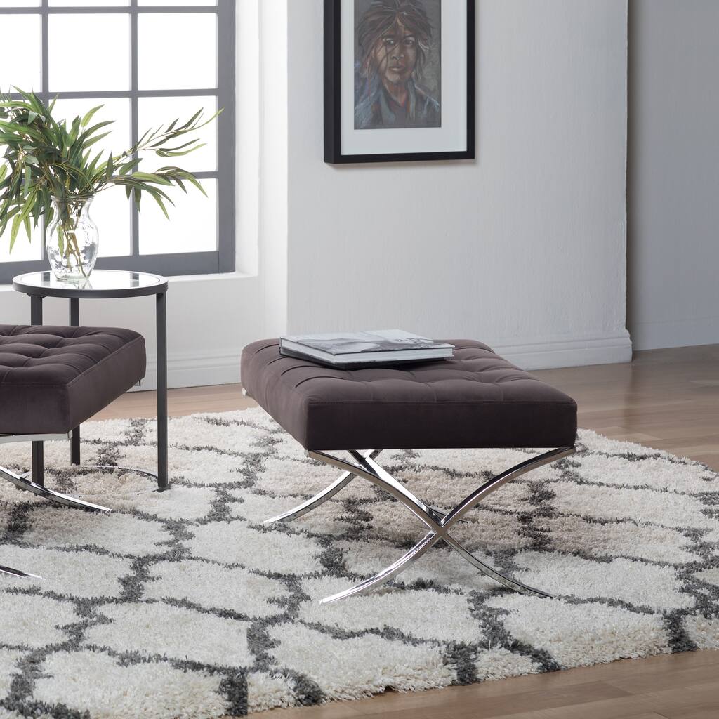 Studio Designs Home Atrium Velvet Tufted Ottoman