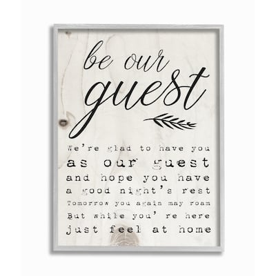 The Stupell Home Decor Be Our Guest Poem Cursive Gray Framed Art, 11 x 14, Proudly Made in USA