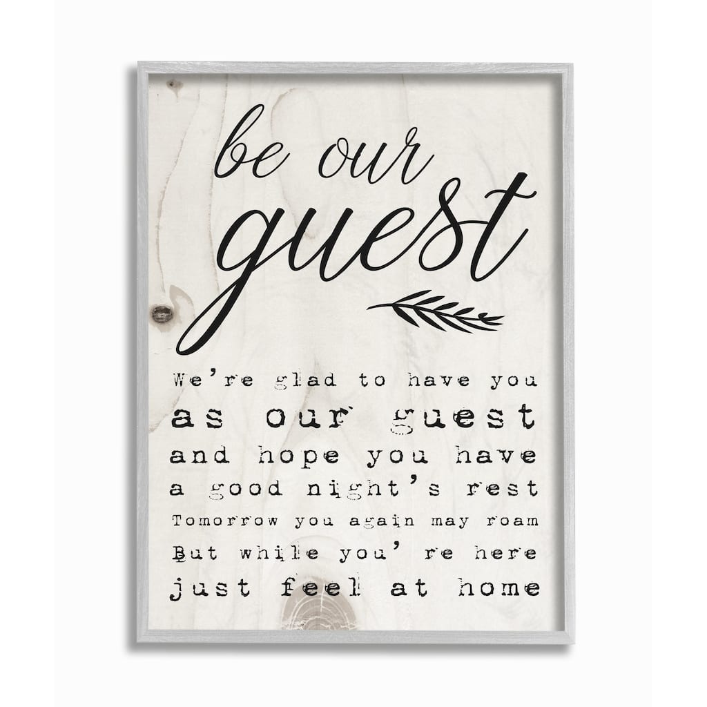The Stupell Home Decor Be Our Guest Poem Cursive Gray Framed Art, 11 x 14, Proudly Made in USA