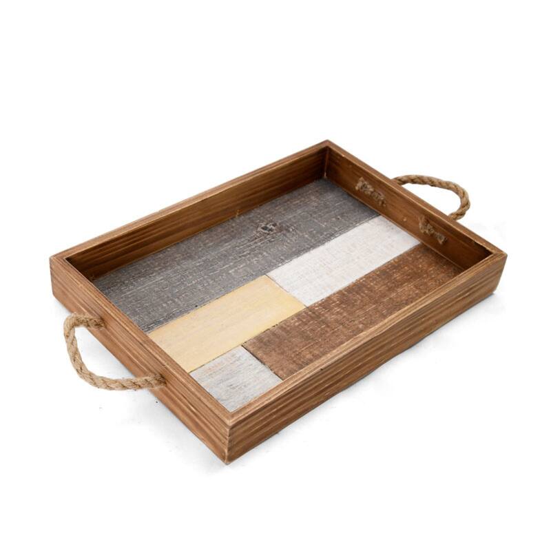 Elements Multi-Color Block Wood Tray, 16 Inch