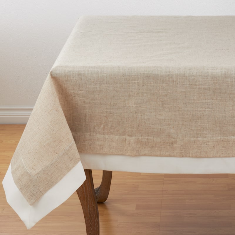 Layered Design Tablecloth - 67" x 67" - Natural