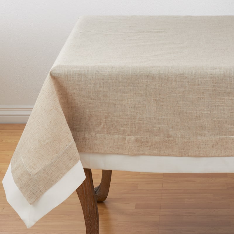 Layered Design Tablecloth - 67" x 67" - Natural