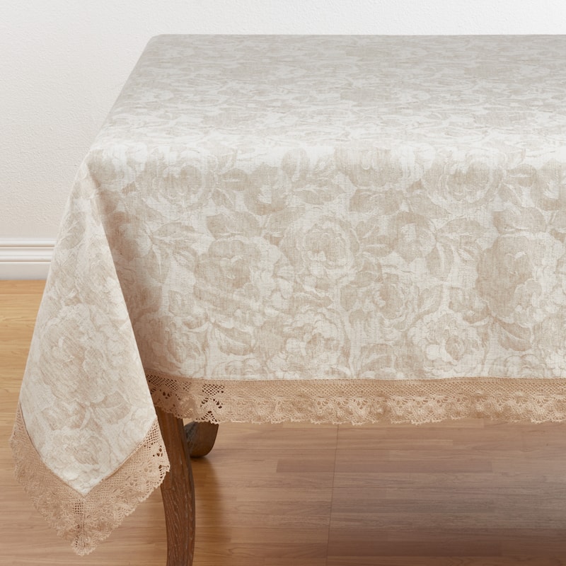Jacquard Tablecloth With Lace Trim Design
