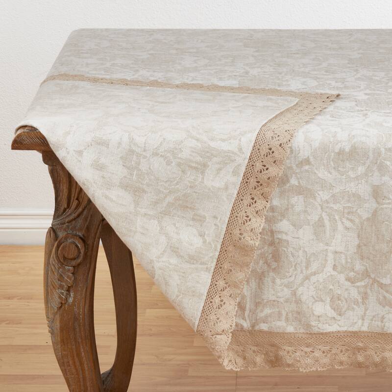 Jacquard Tablecloth With Lace Trim Design