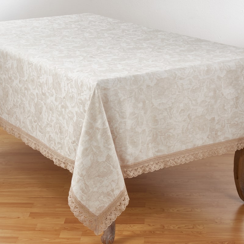 Jacquard Tablecloth With Lace Trim Design