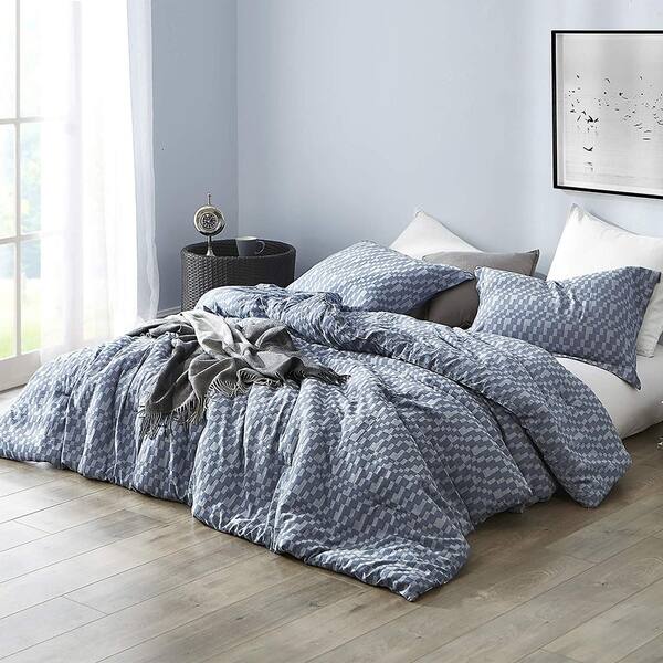 Shop Navy Slate Oversized Comforter 100 Yarn Dyed Cotton