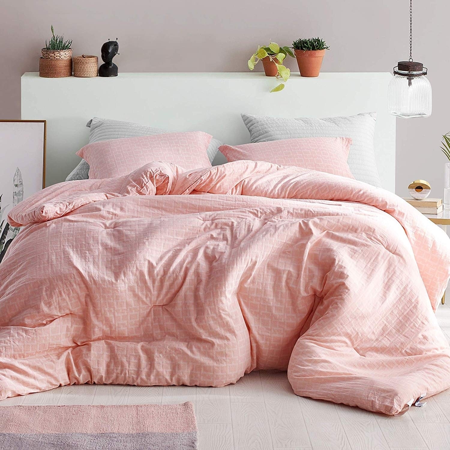 Shop Highlands Coral Pink Oversized Comforter 100 Yarn Dyed