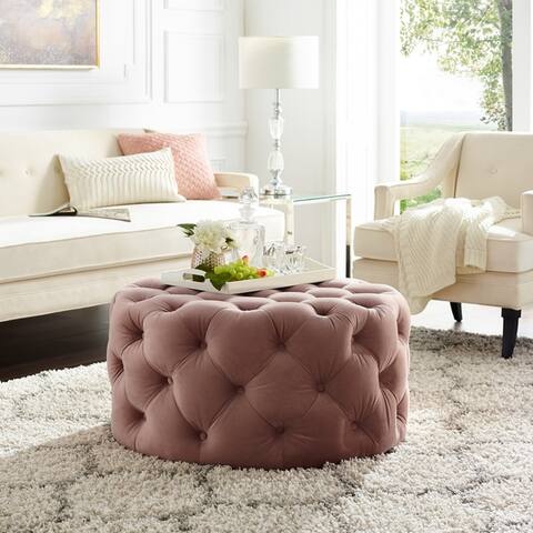 Silver Orchid Holm Round Cocktail Ottoman