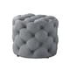 preview thumbnail 33 of 35, Silver Orchid Holm Velvet or Linen Round Tufted Ottoman Linen - Light Greay
