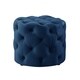 preview thumbnail 18 of 35, Silver Orchid Holm Velvet or Linen Round Tufted Ottoman Velvet - Navy Blue