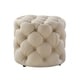 preview thumbnail 23 of 35, Silver Orchid Holm Velvet or Linen Round Tufted Ottoman Linen - Beige