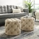preview thumbnail 4 of 35, Silver Orchid Holm Velvet or Linen Round Tufted Ottoman