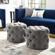 preview thumbnail 2 of 35, Silver Orchid Holm Velvet or Linen Round Tufted Ottoman