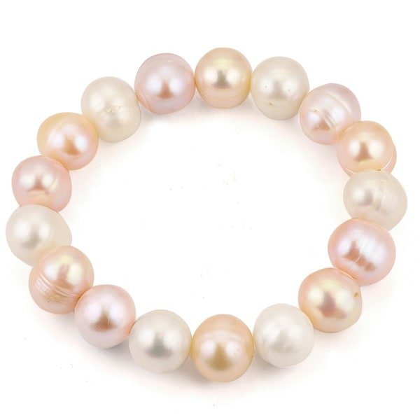 8-9mm Ringed Round Potato Coloured Freshwater Pearls Beads for Jewellery Making
