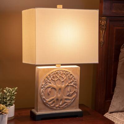 Tree of Life Carved Resin Table Lamp