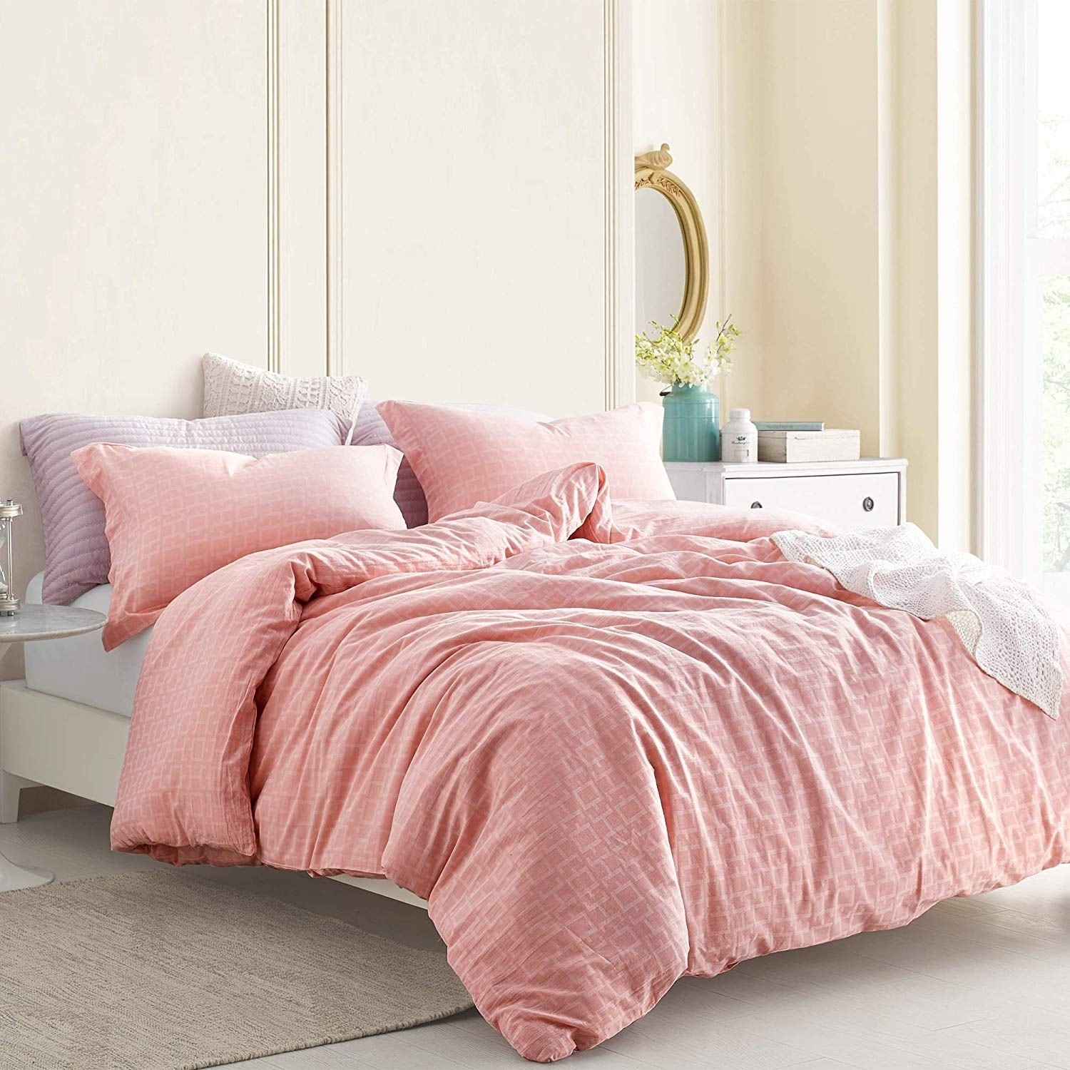 Shop Highlands Coral Pink - Oversized Duvet Cover - 100% ...