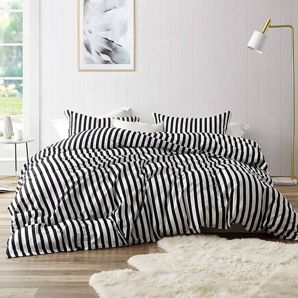 Shop Onyx Black And White Striped Oversized Duvet Cover 100