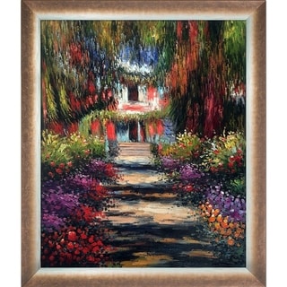 La Pastiche Claude Monet 'garden Path At Giverny' Hand Painted Oil 