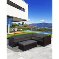 Havenside Home Boothbay 6-piece Resin Wicker Sectional Sofa Set with Grey Cushions