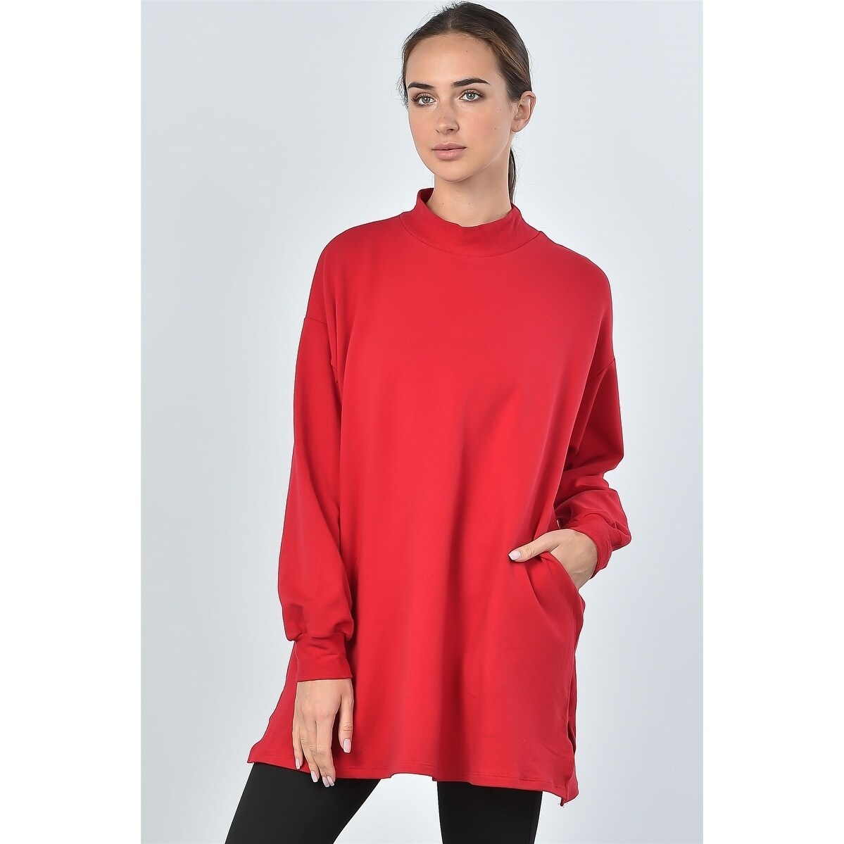 red tunic sweatshirt