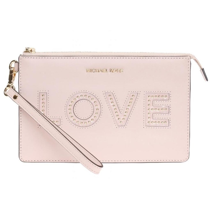 Michael Kors Gusset Soft Pink Leather Love Wristlet Clutch Bag Michael Kors Gusset Soft Pink Leather Love Wristlet Clutch Bag