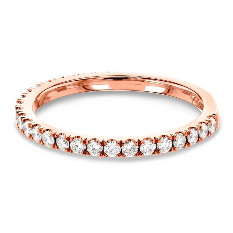 Annello by Kobelli 14k Gold 3/8 Carat TDW Diamond Semi Eternity Women's Wedding Band