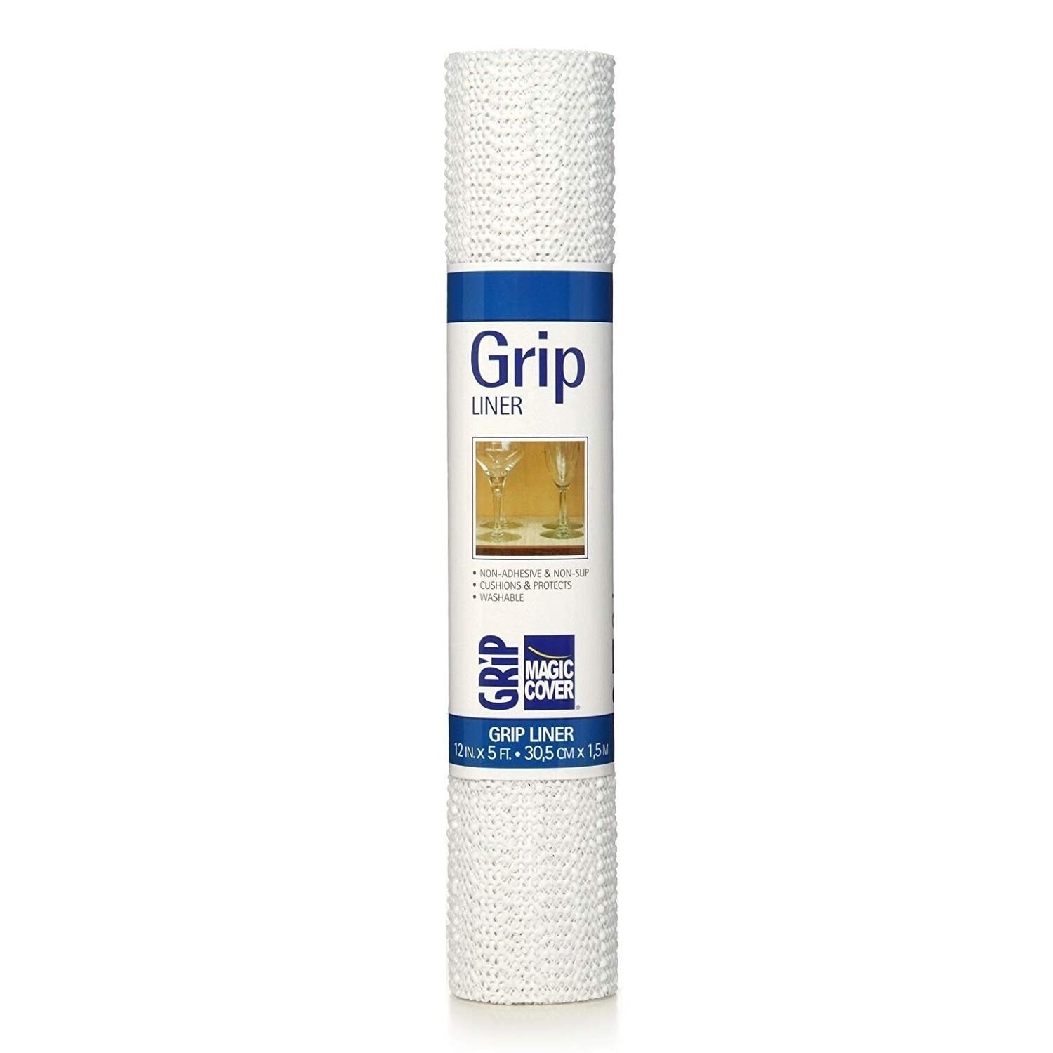 Grip Prints Ashley Blue 18 in. x 8 ft. Non-Adhesive Shelf Liner (4-Rolls)