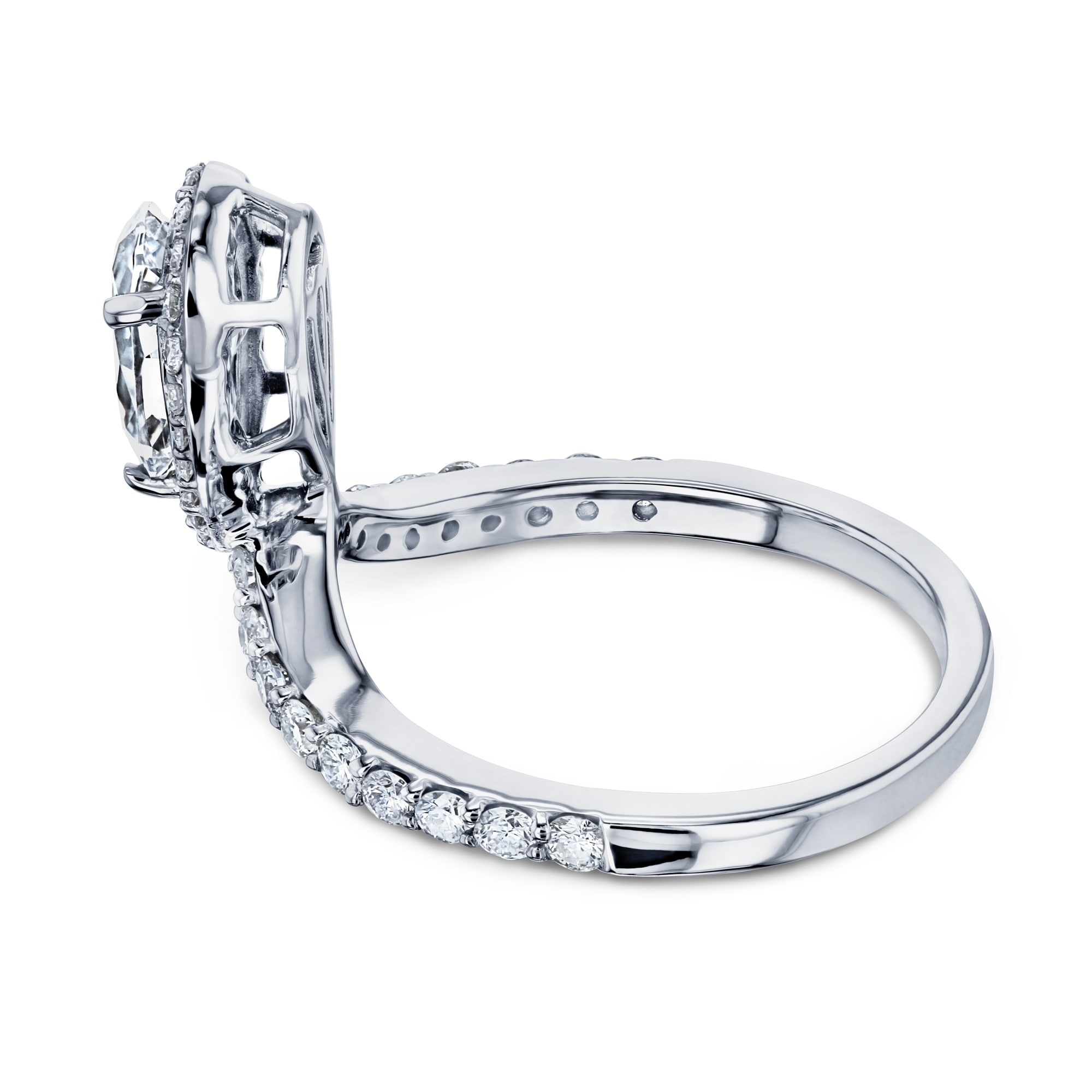 Annello By Kobelli 14k White Gold 1 2 5ct Tgw Pear Drop Moissanite And Diamond V Shape Ring On Sale Overstock