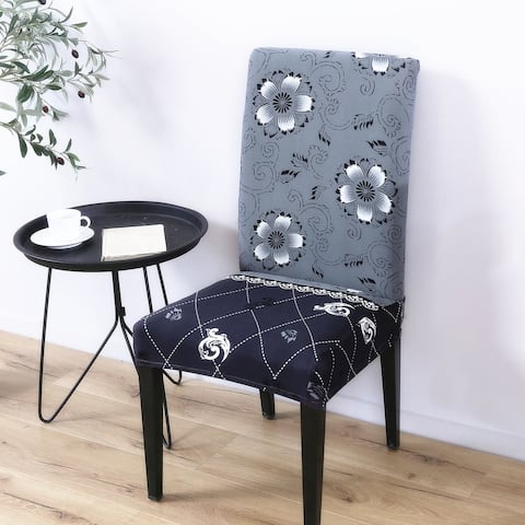 Enova Home Grey Elegant Polyester and Spandex Stretch Washable Box Cushion Chair Slipcover